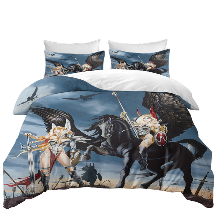 Daybed Covers Sets with Cool Fantasy Art Pegasus Women Warriors