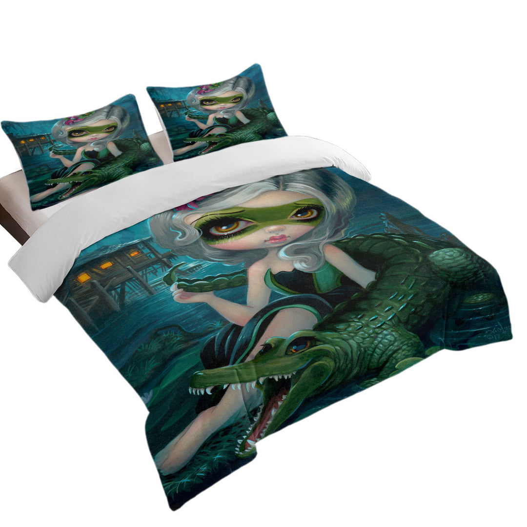 Daybed Covers Sets with Cool Fantasy Art the Alligator Girl