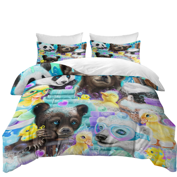 Daybed Covers Sets with Cute Bears and Ducks Bath Scrub a Dub Cubs