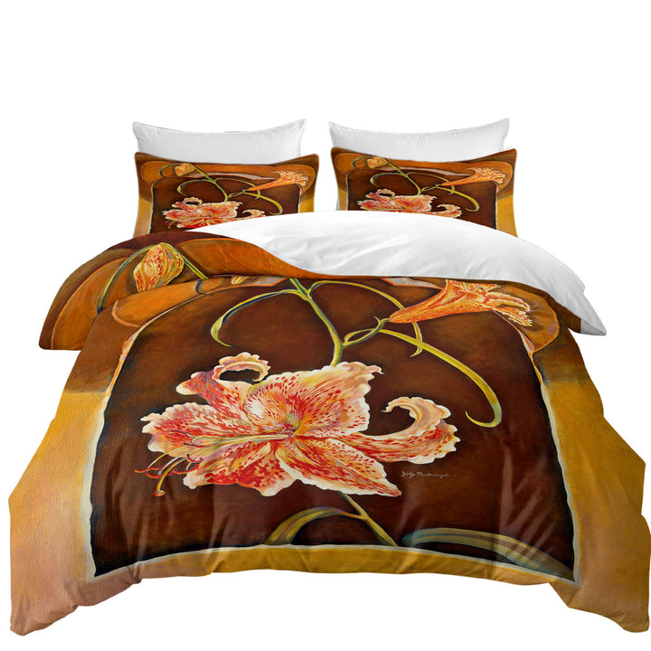 Daybed Covers Sets with Floral Art Tiger Lilies Flowers