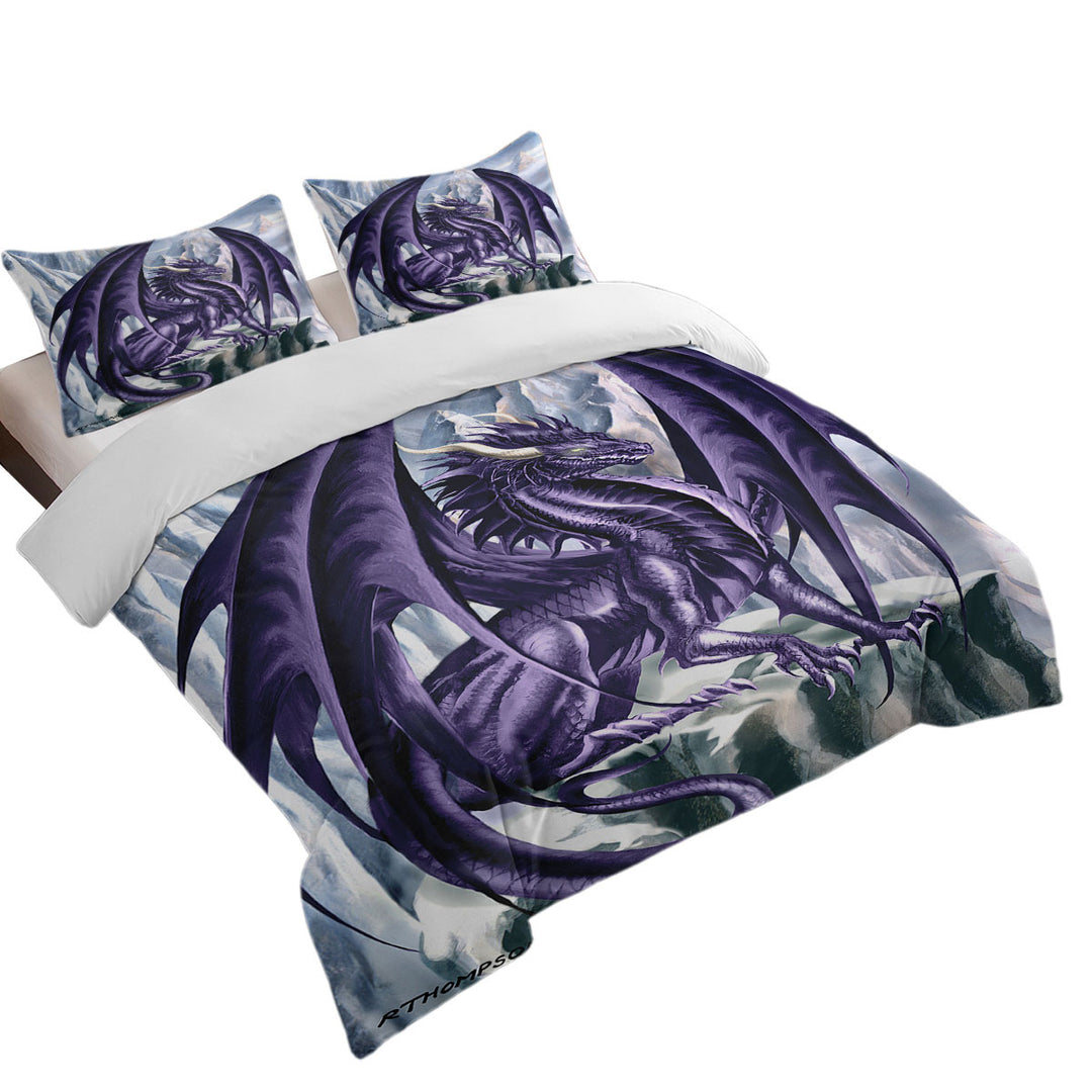 Daybed Covers Sets with Hoarfrost Purple Dragon Drawing