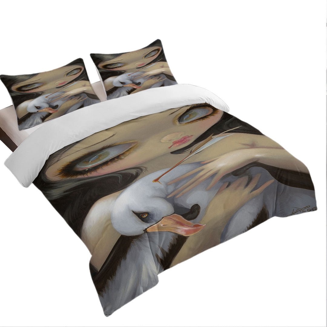 Daybed Covers Sets with My Albatross Sad Art Painting Girl and Albatross