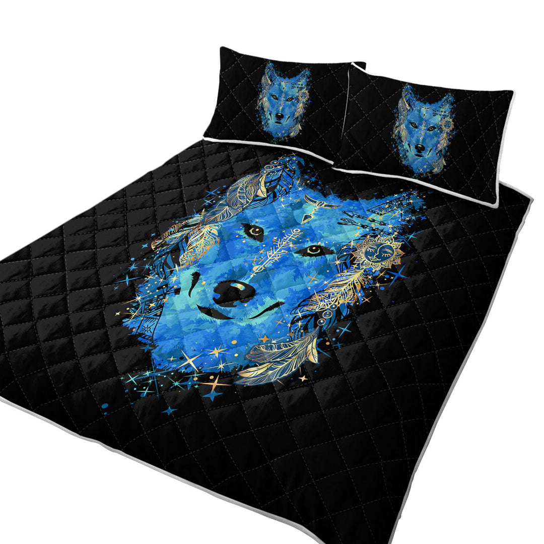 Daybed Covers Sets with Native American Blue Wolf