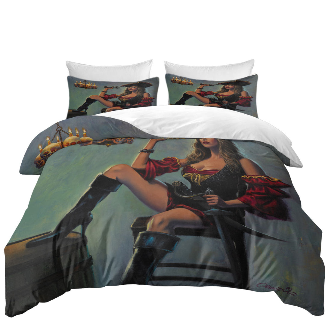 Daybed Covers Sets with Skull Candles Chandelier Sexy Lady Pirate