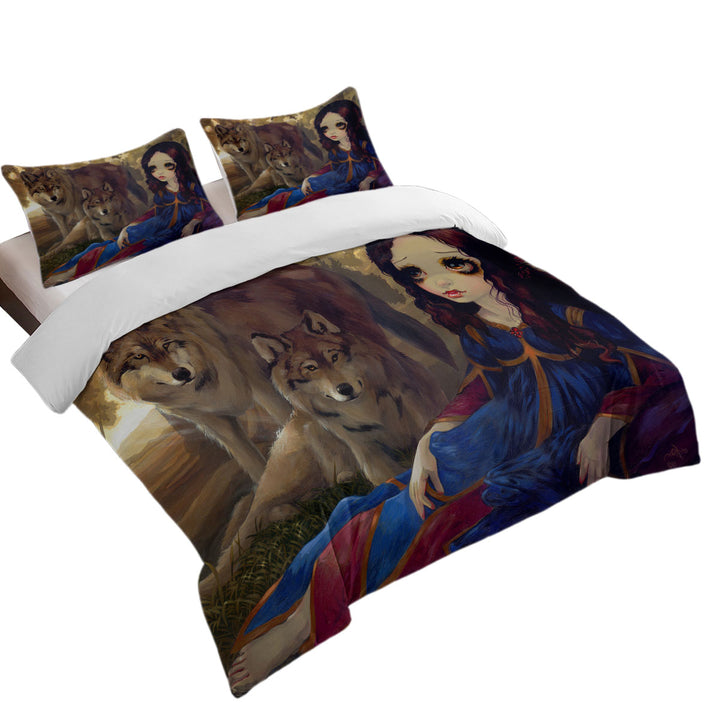 Daybed Covers Sets with Vampire Girl and Wolves Dark Art I Vampiri I Lupi