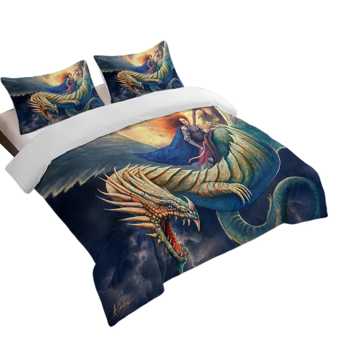 Daybed Covers Sets with Warrior Riding a Scary Dragon