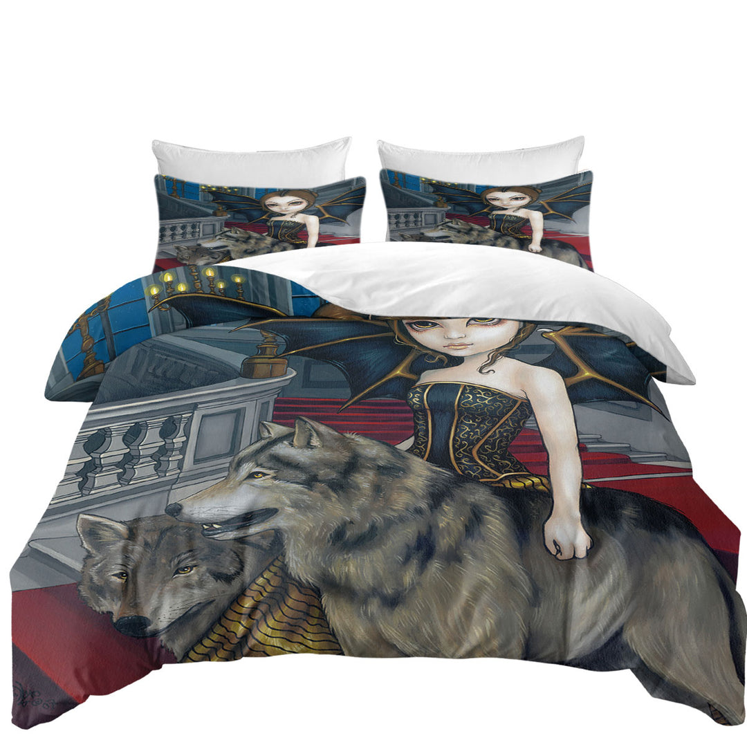 Daybed Covers Sets with Wolf Manor Elegant Fairy Walking in the Mansion