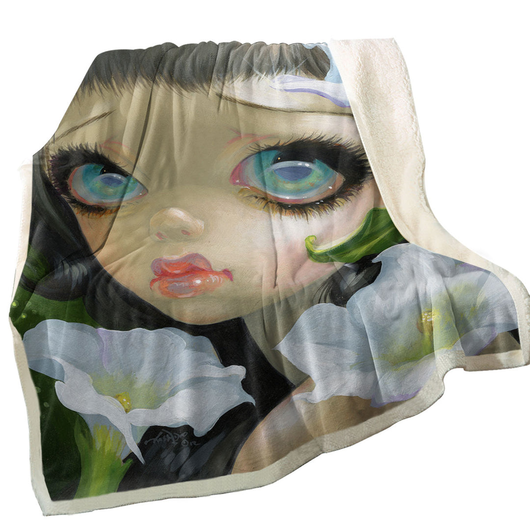 Decorative Blankets of Poisonous Beauties Datura Girl and Flowers