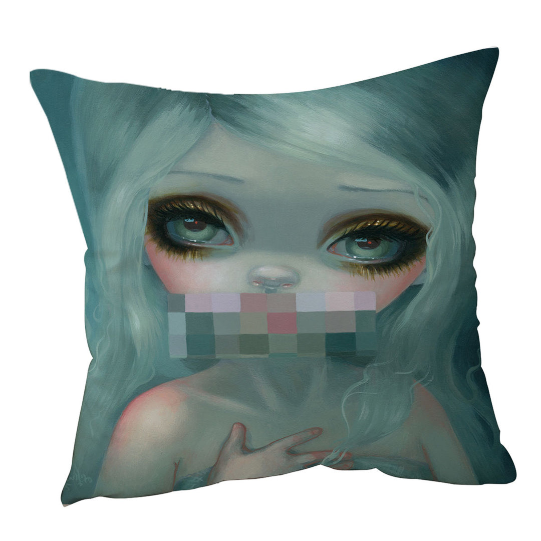 Decorative Cushion Covers with Gothic Art Hand Painted Beautiful Girl Smile