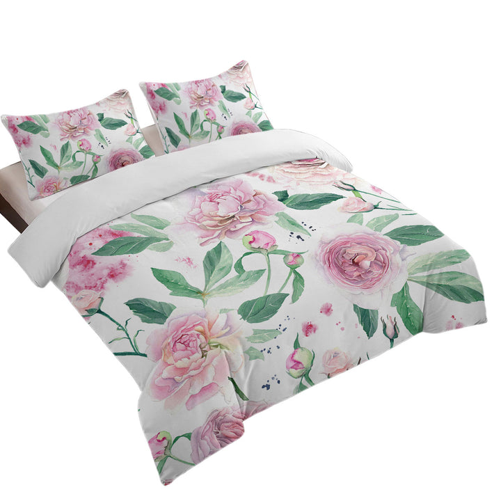 Delicate Pink Flowers Comforter Cover