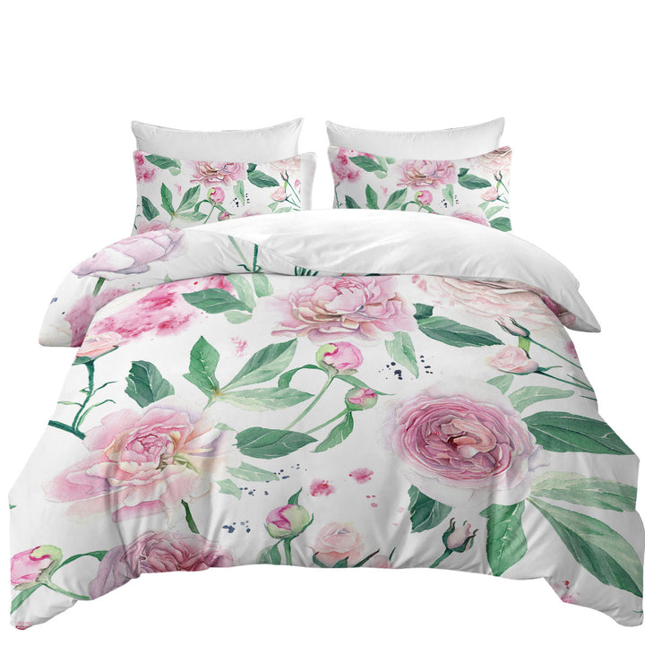 Delicate Pink Flowers Duvet Cover