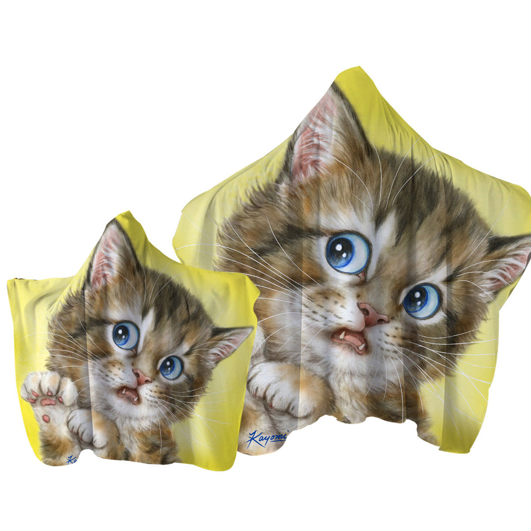 Designs for Kids Adorable Tabby Kitty Cat Towel Hoodie