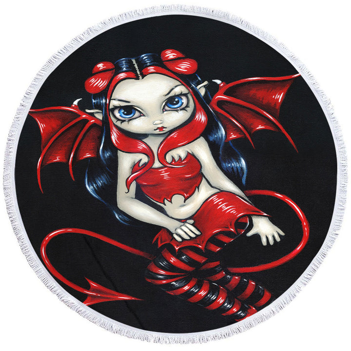 Devilish Fairy Red Winged Fairy Beach Towels