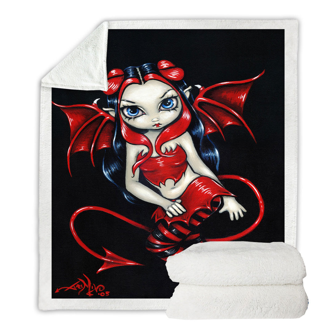 Devilish Fairy Red Winged Fairy Sherpa Blanket