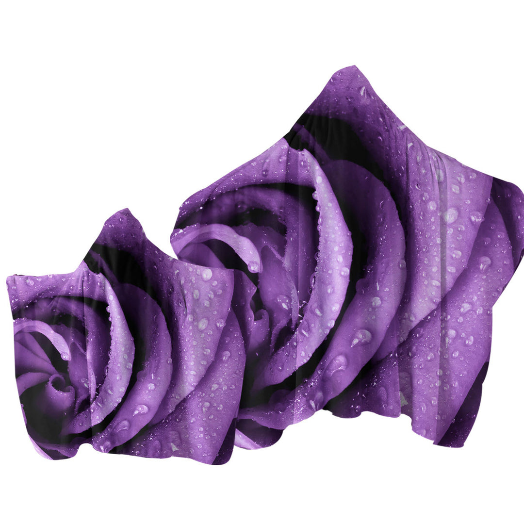 Dew Covered Purple Rose Towel with Hood