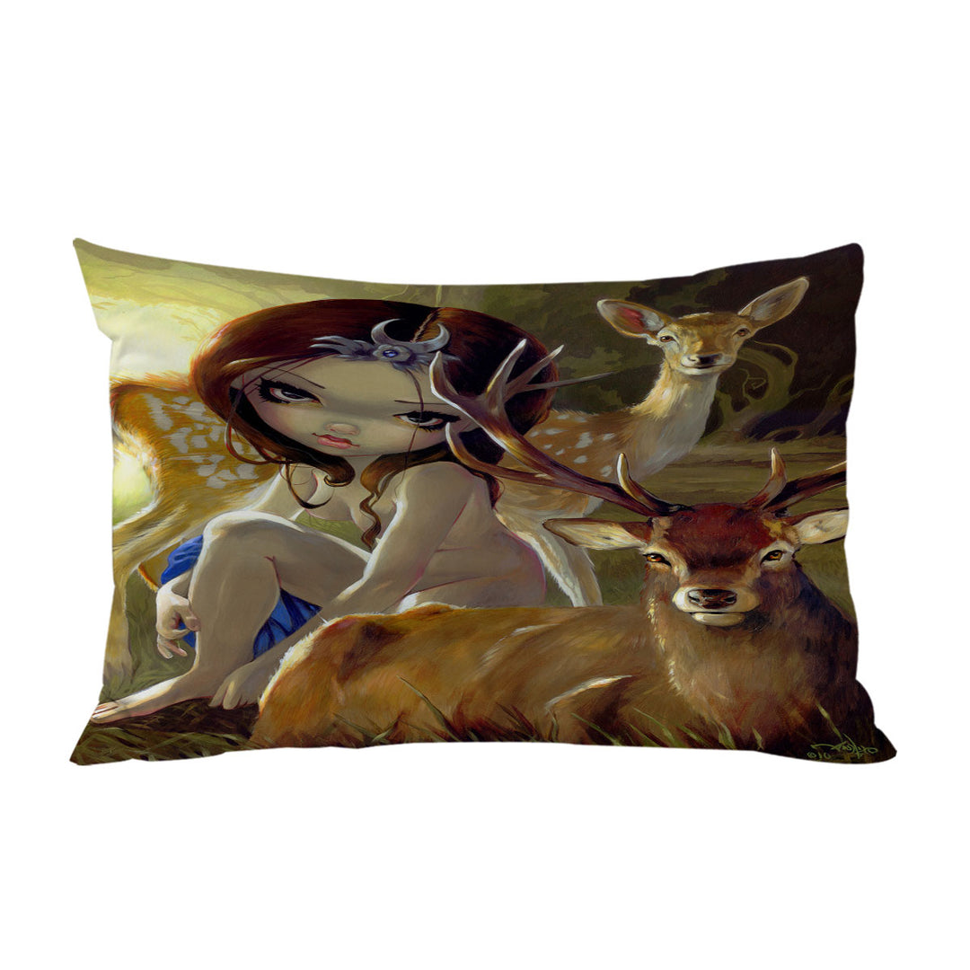 Diana in the Forest Artemis Goddess and Deer Pillow Cases