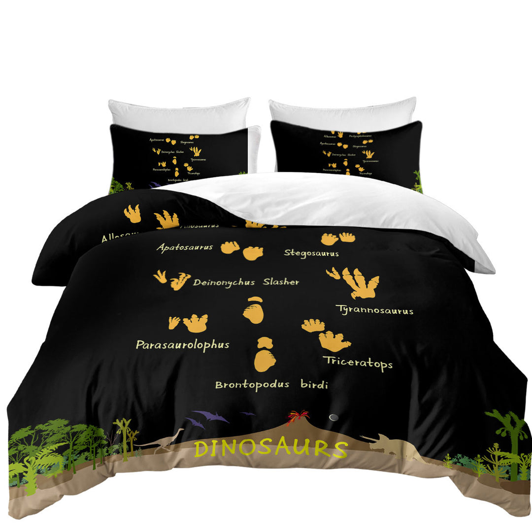 Dinosaurs World and Footprints Track Duvet Cover set