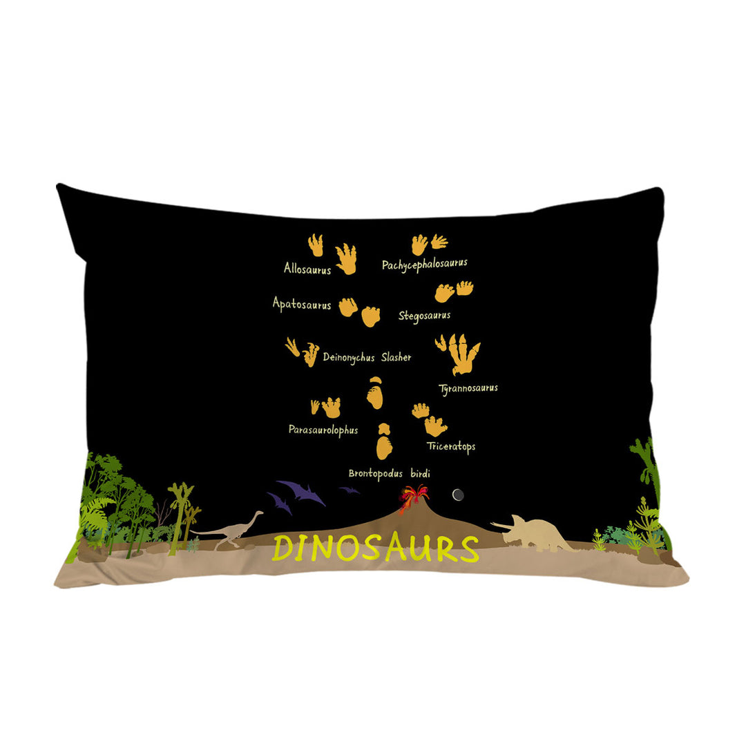 Dinosaurs World and Footprints Track Pillow Cases