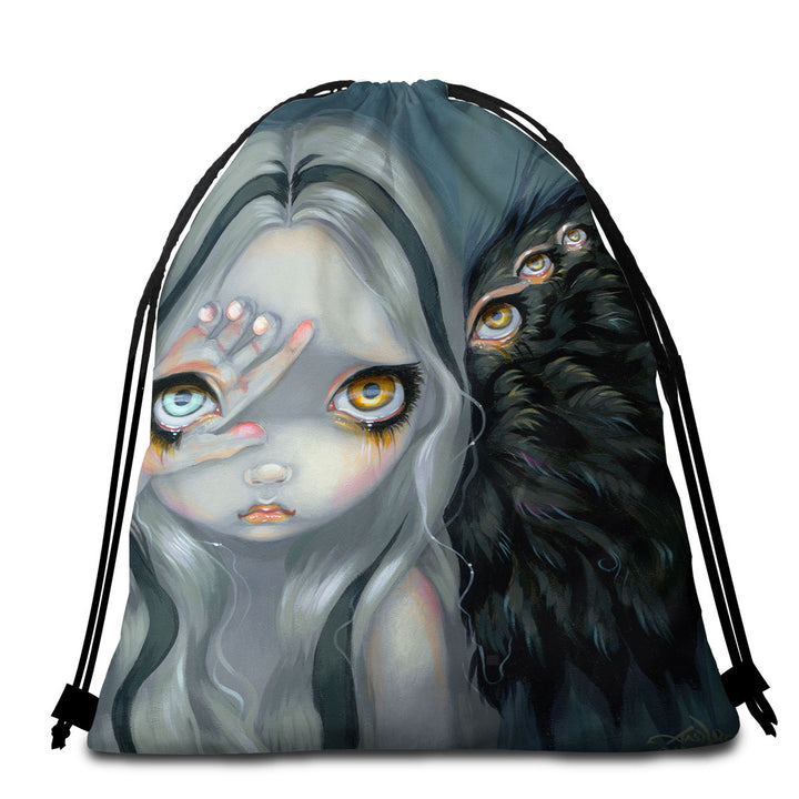 Divine Beach Towels and Bags Set Hand Scary Creepy Little Fairy