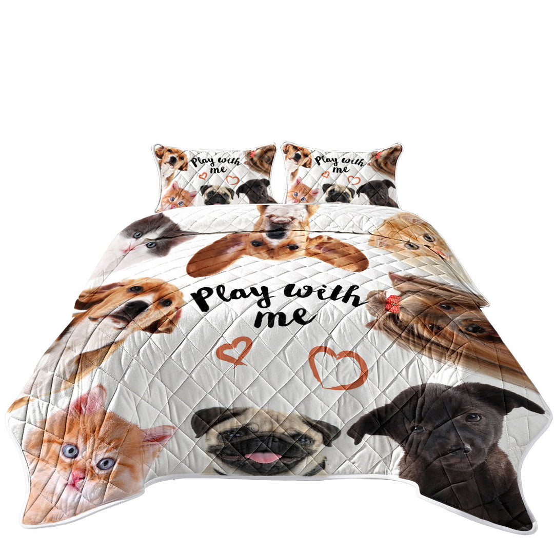 Dog Play With Me King Quilt