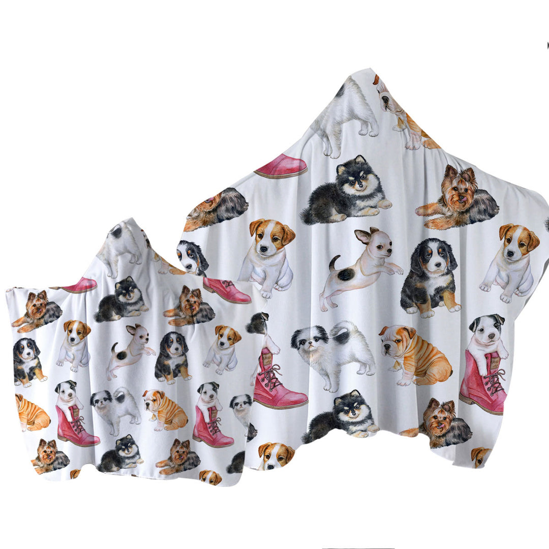 Dogs Puppies Towel Hoodie