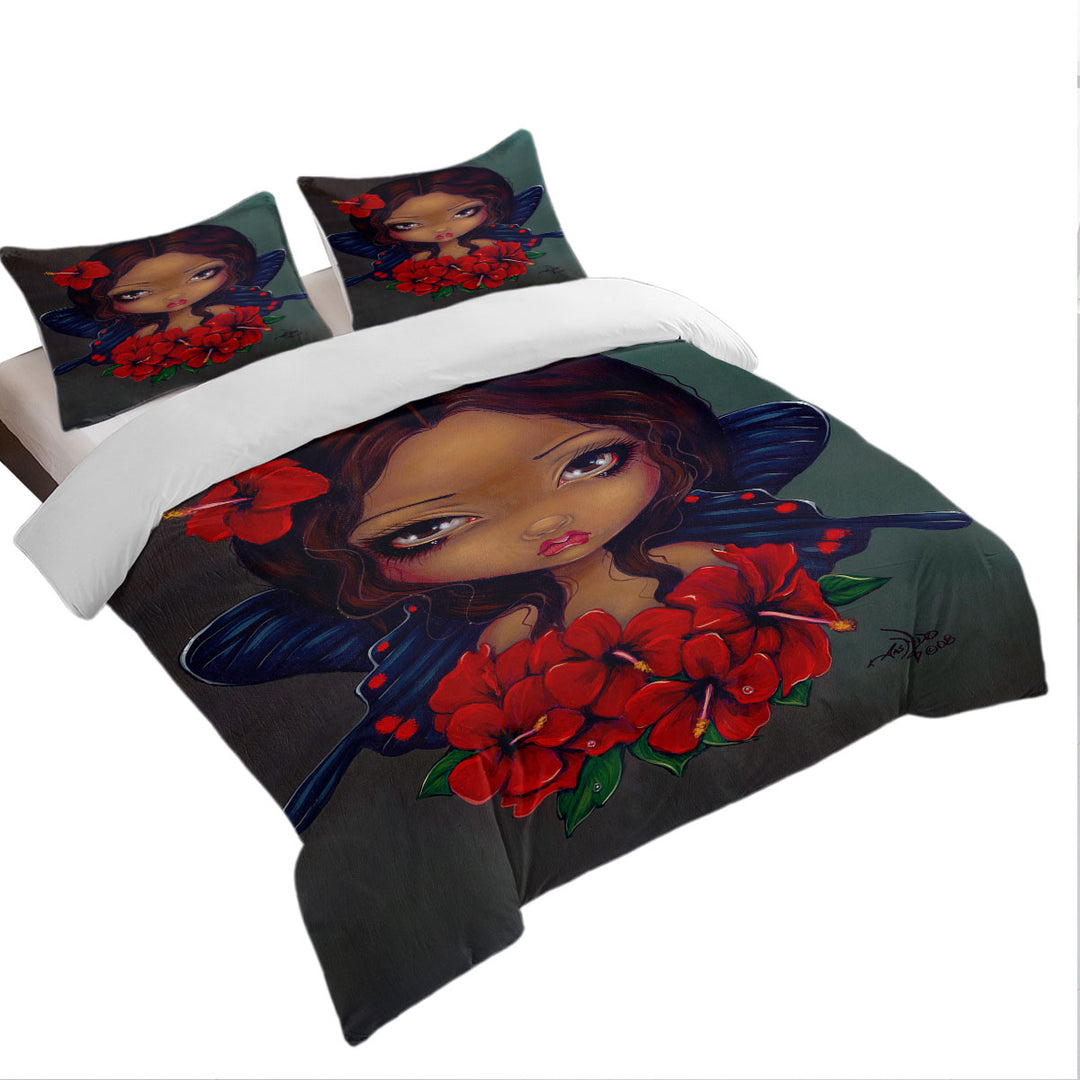 Donna Covers with Hawaiian Tropical Red Hibiscus Fairy