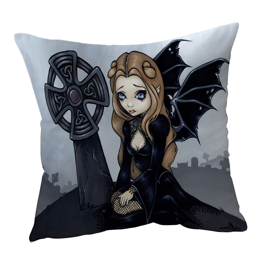 Doomed From the Start Gothic Fairy Celtic Cross Cushion Cover