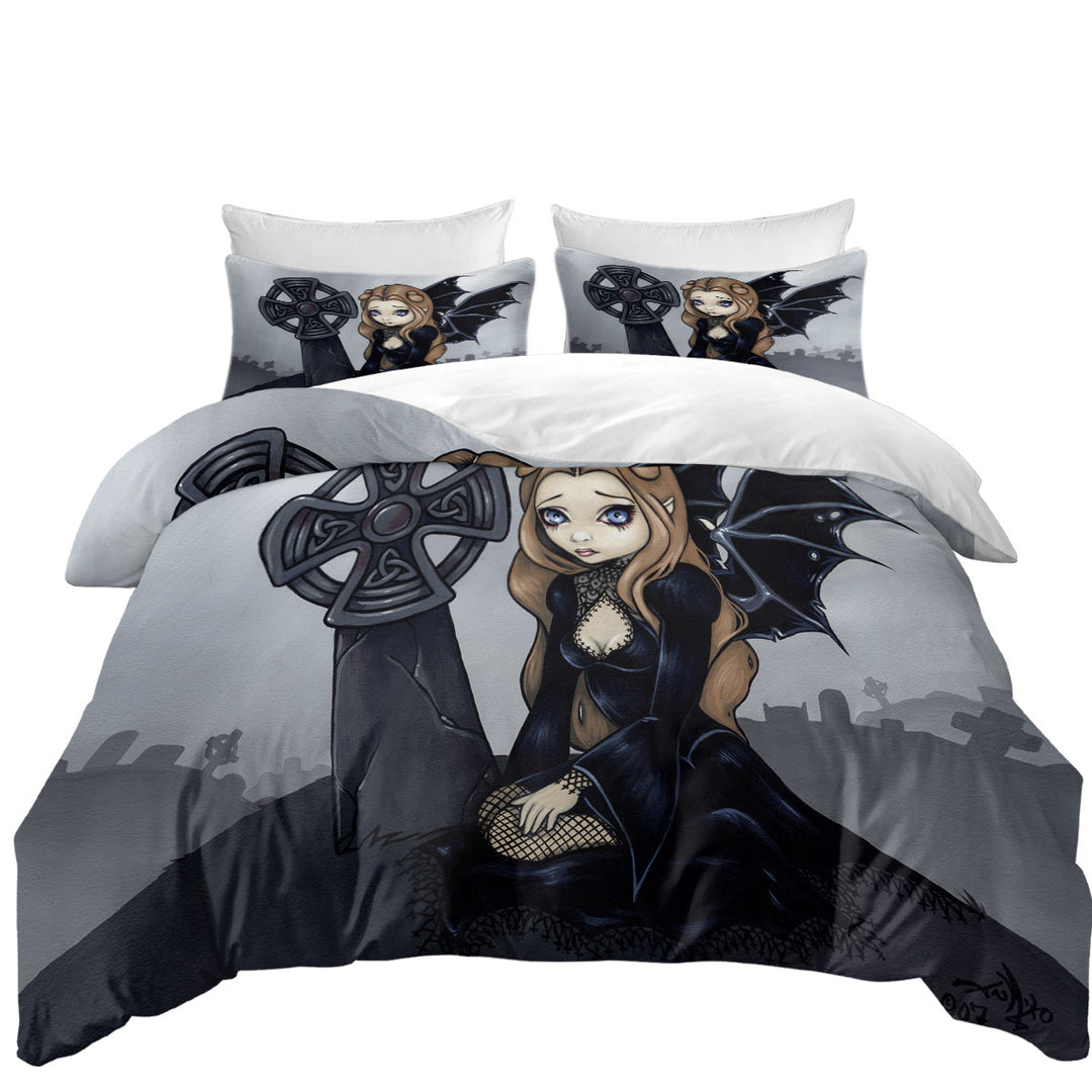 Doomed From the Start Gothic Fairy Celtic Cross King Size Duvet Cover