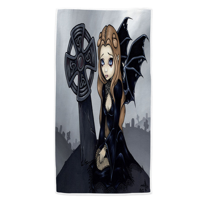 Doomed From the Start Gothic Fairy Celtic Cross Microfibre Beach Towels