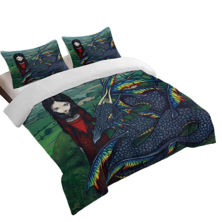 Dragon D_arc en ciel Gothic Maiden Rainbow Dragon Duvet Covers