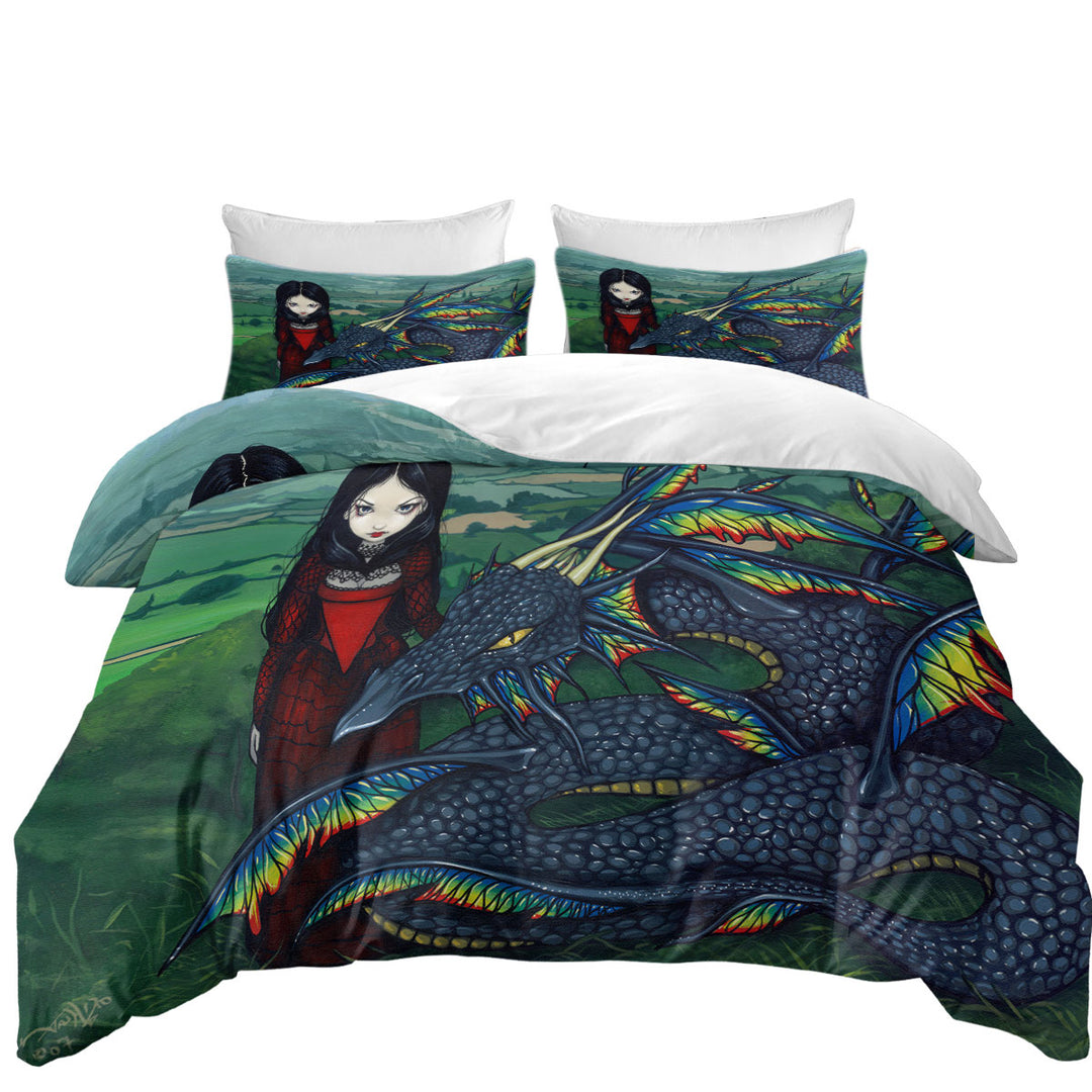 Dragon D_arc en ciel Gothic Maiden Rainbow Dragon Oversized King Duvet Cover