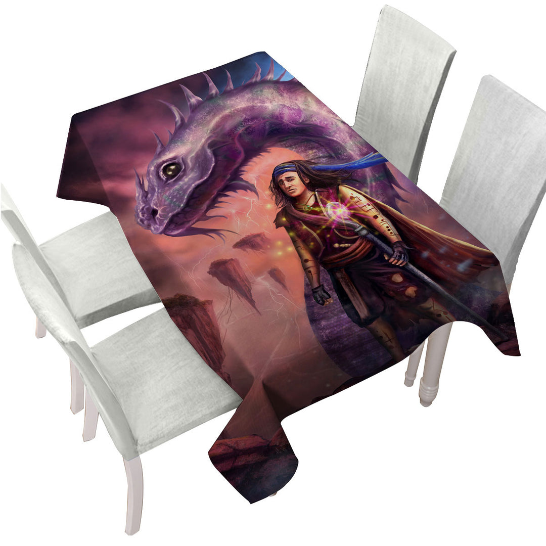 Dragon and Thrakos Cool Fantasy Art Custom table Covers