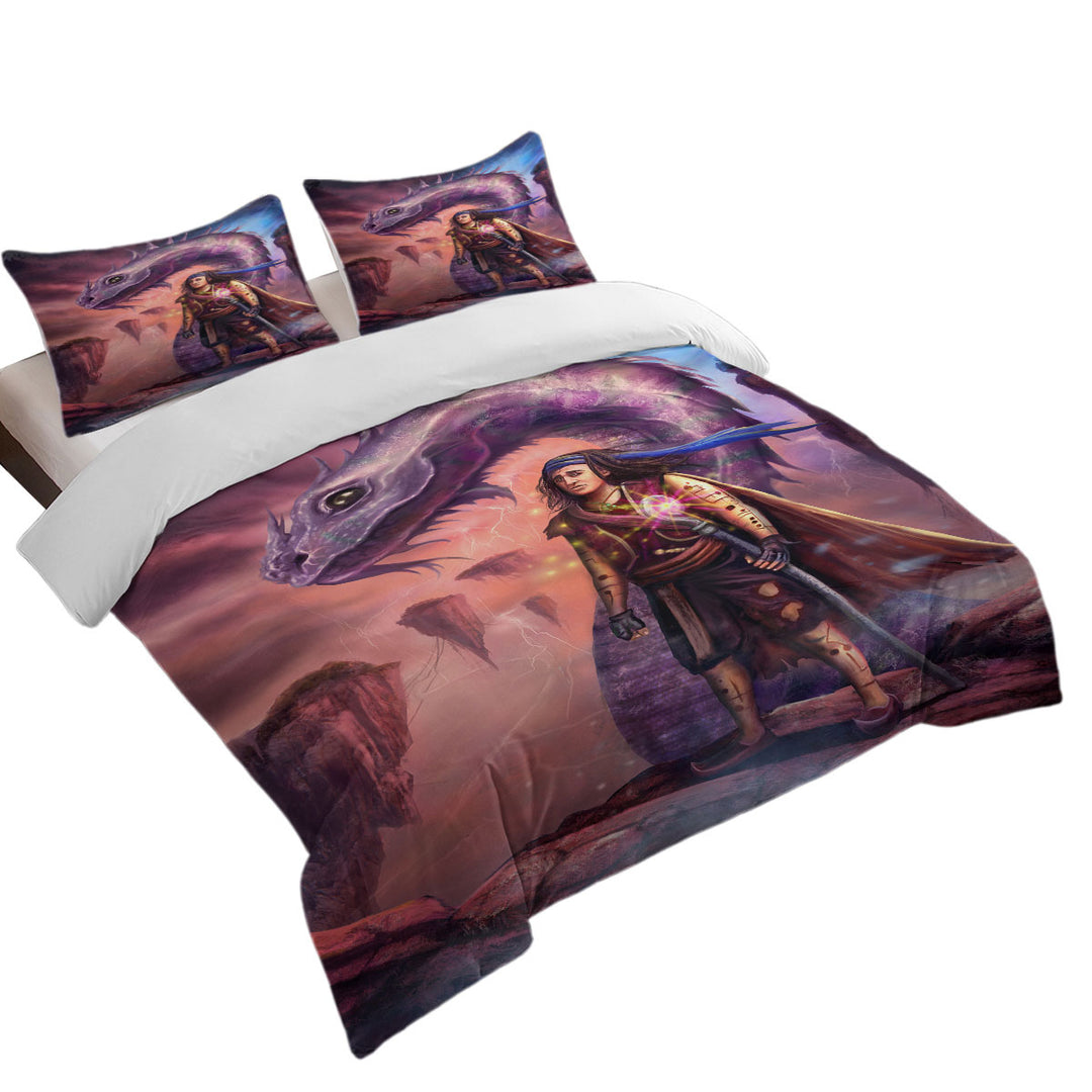 Dragon and Thrakos Cool Fantasy Art Twin xl Duvet Covers