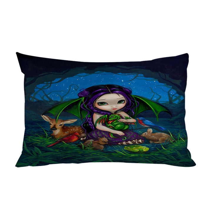 Dragonling Garden Cute Fairy with Animal Friends Pillow Cases