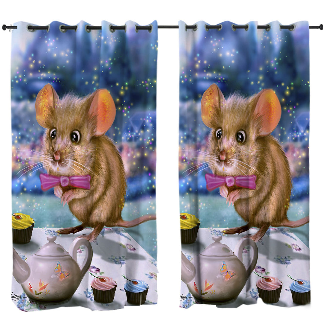 Drapery with Adorable Mouse Dormouse for Kids