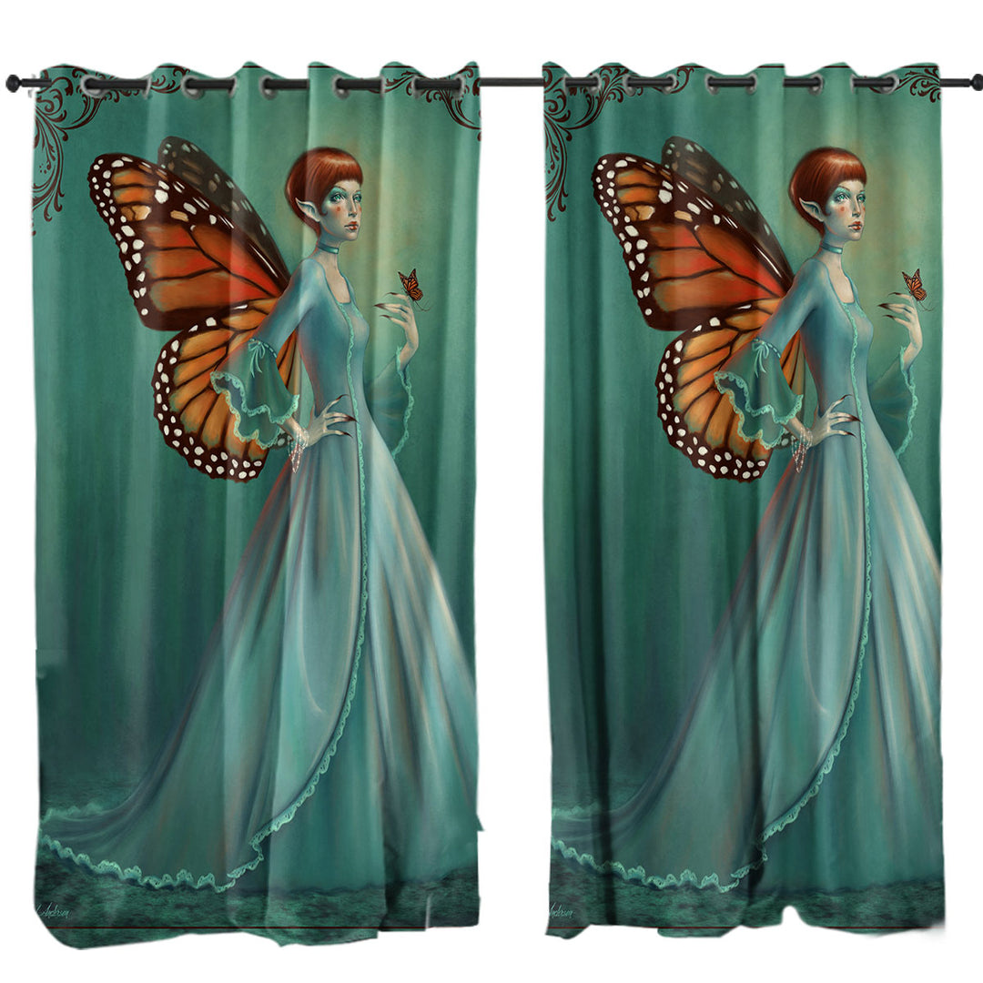 Drapery with Butterfly Elf Woman Cool Fantasy Monarch