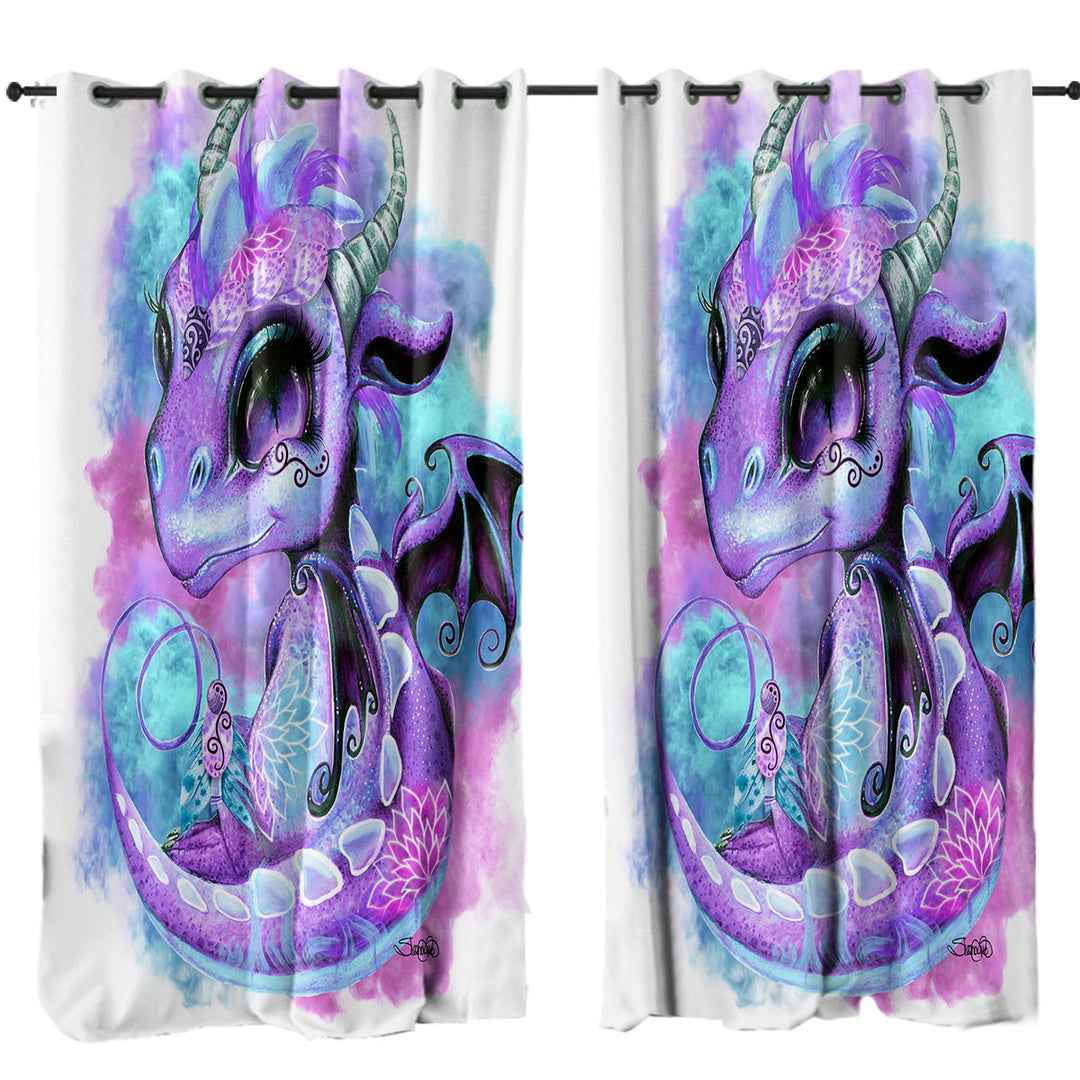 Drapery with Cute Fantasy Art Wind Spirit Lil Dragon