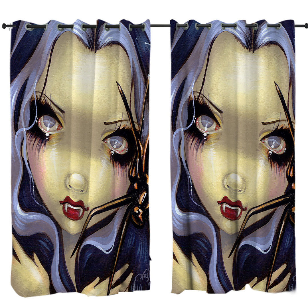 Drapery with Faces of Faery _110 Vampire Girl Black Widow Spider