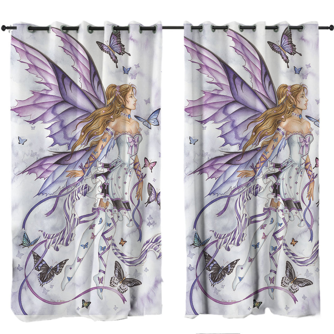 Drapery with Lavender Serenade Art the Purple Butterflies and Fairy