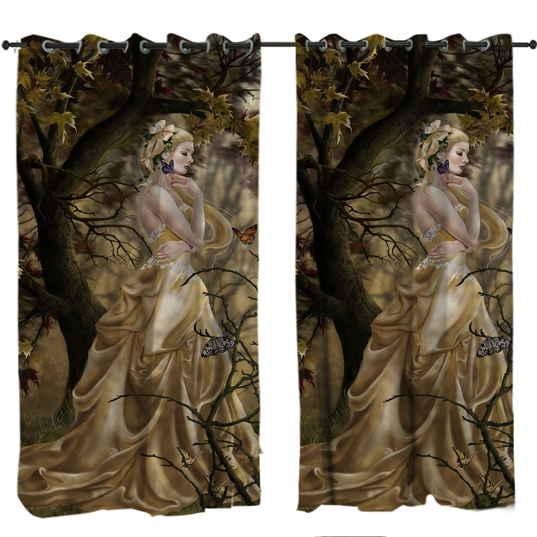 Drapes and Curtains with Autumn Art the Last Queen