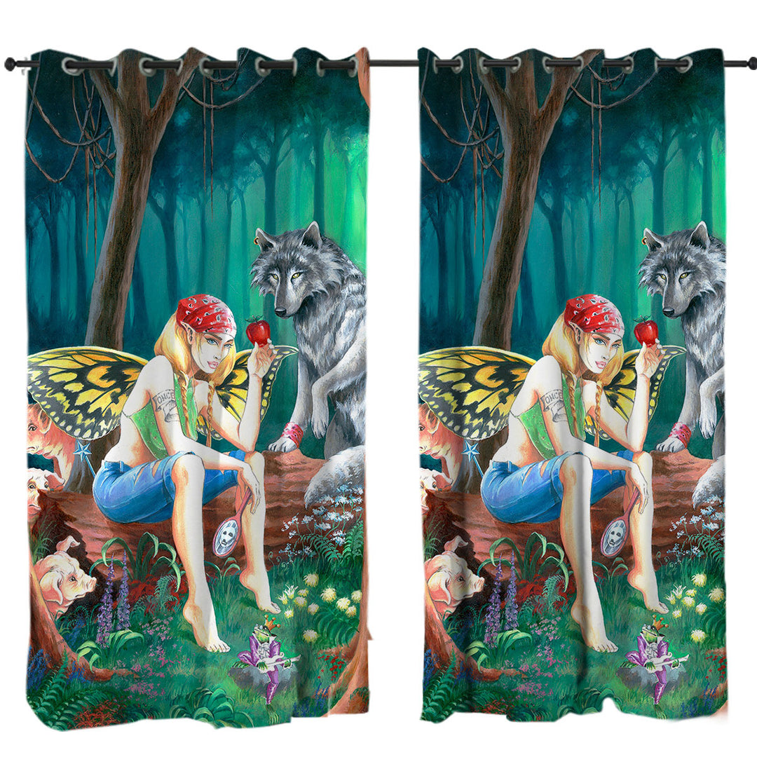 Drapes and Curtains with Cool Fairy Tale Forest Tough Fairy and Friends