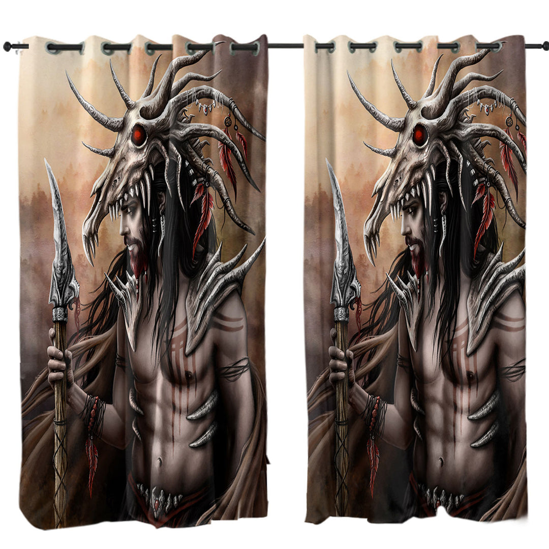 Drapes and Curtains with Cool Fantasy Art Brave Man the Hunter