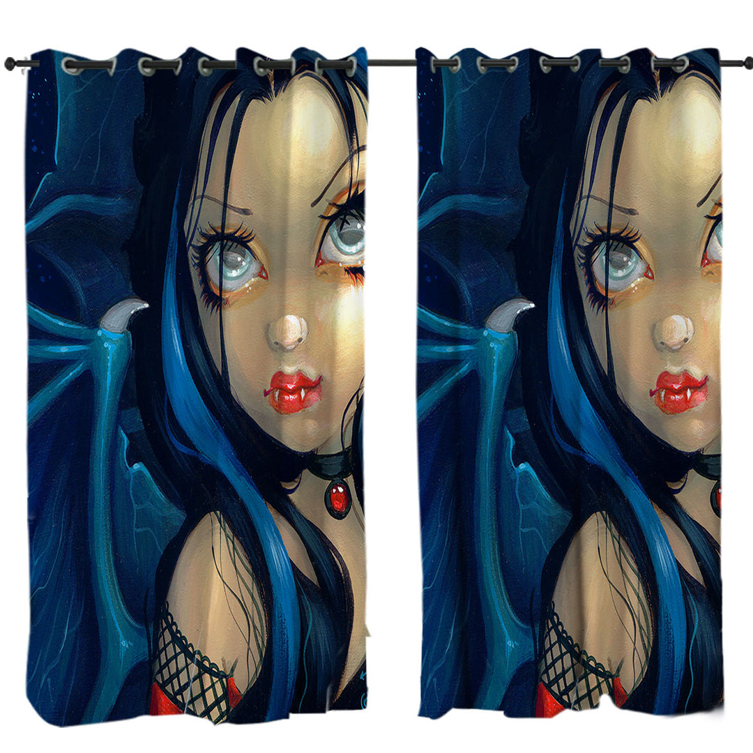 Drapes and Curtains with Faces of Faery _113 Vampire Dragon Winged Girl