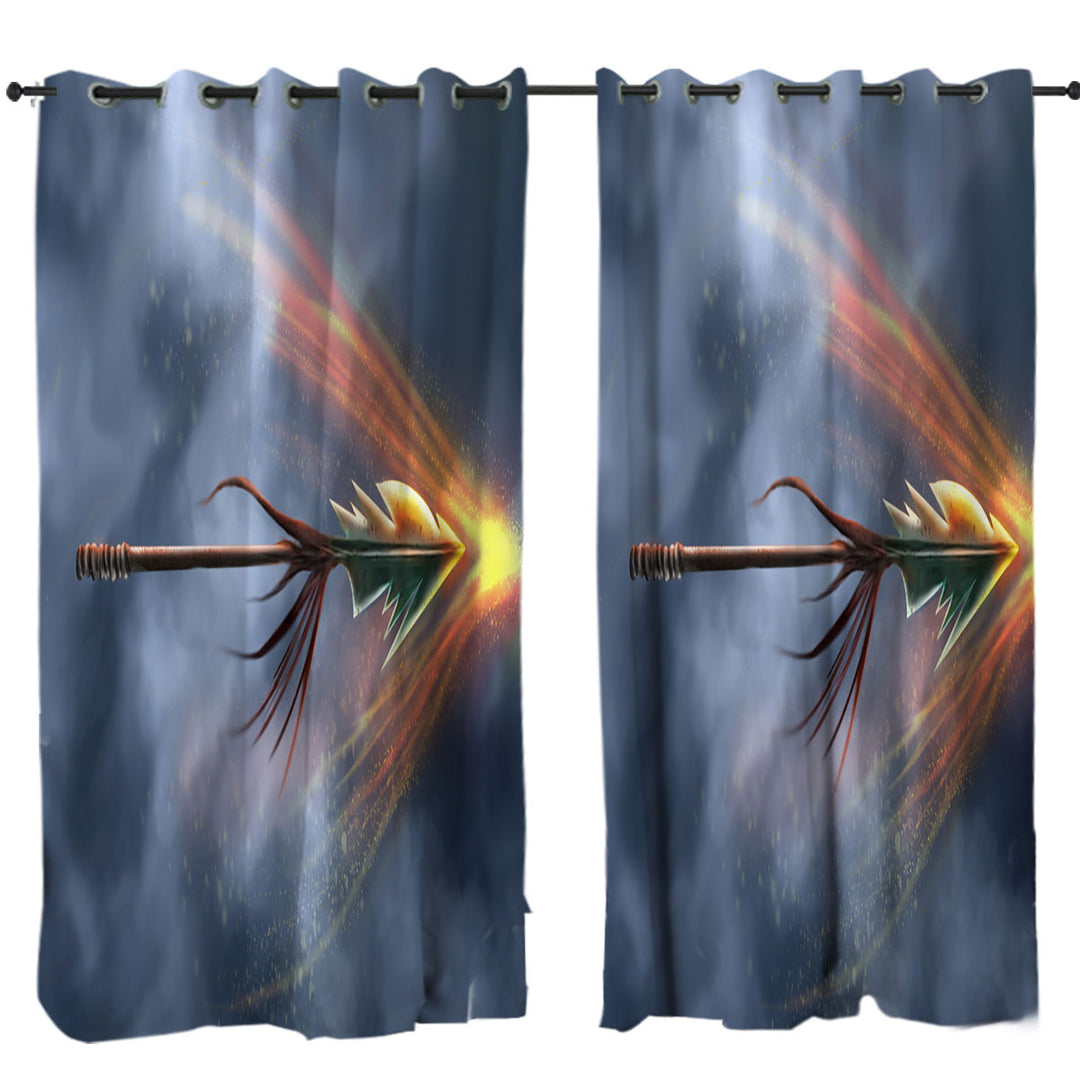 Drapes for Living Room with Cool Fantasy Weapon Spear of Shield