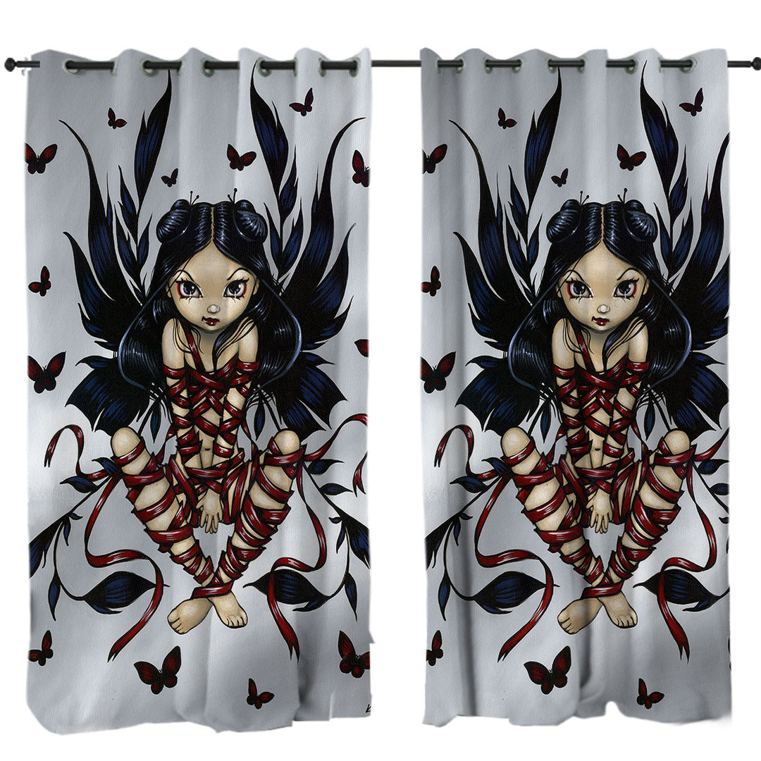 Drapes for Living Room with Dark Ribbon Fairy Gothic Fairy and Butterflies