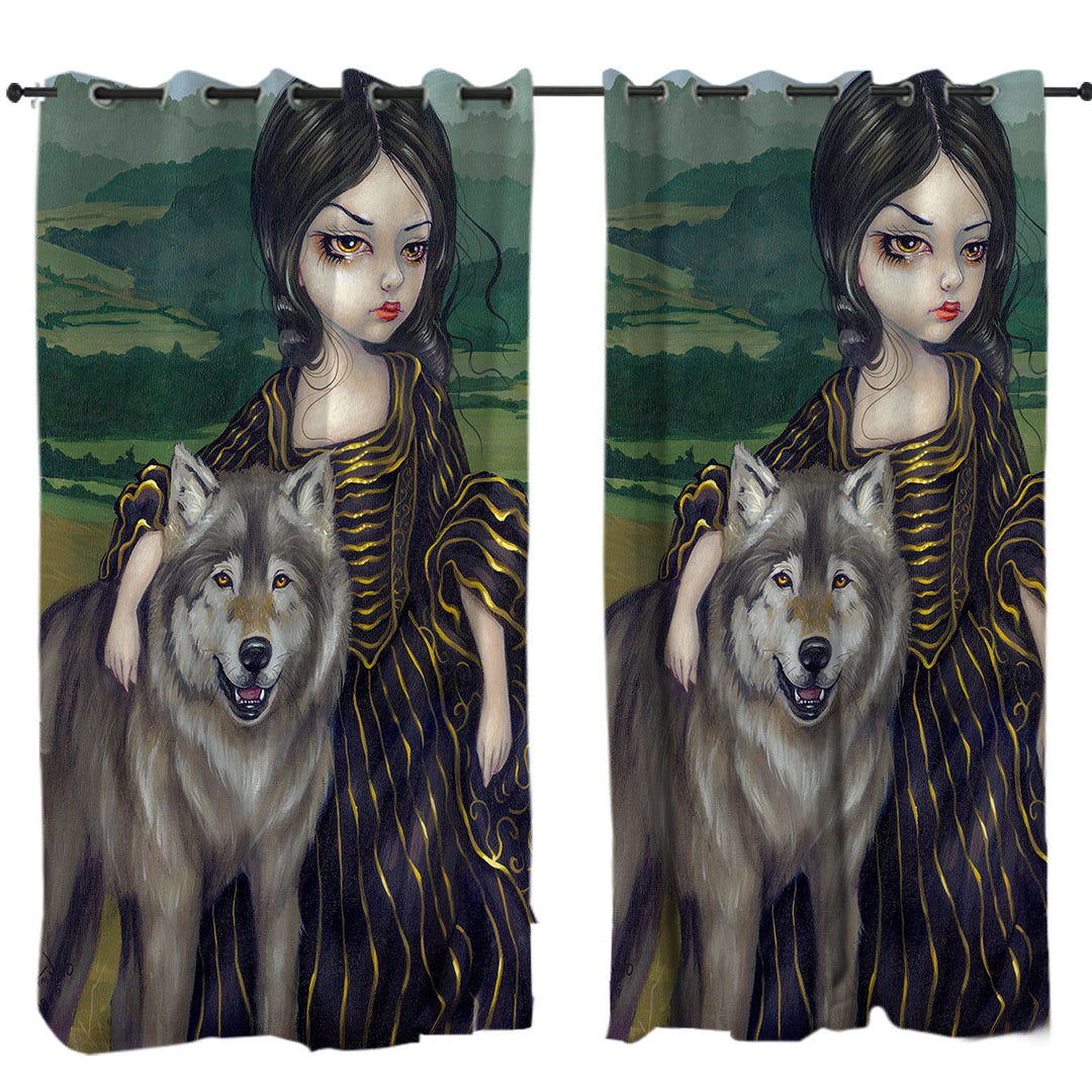 Drapes for Living Room with Loup Garou Fine Art Landscape Wolf and Lady