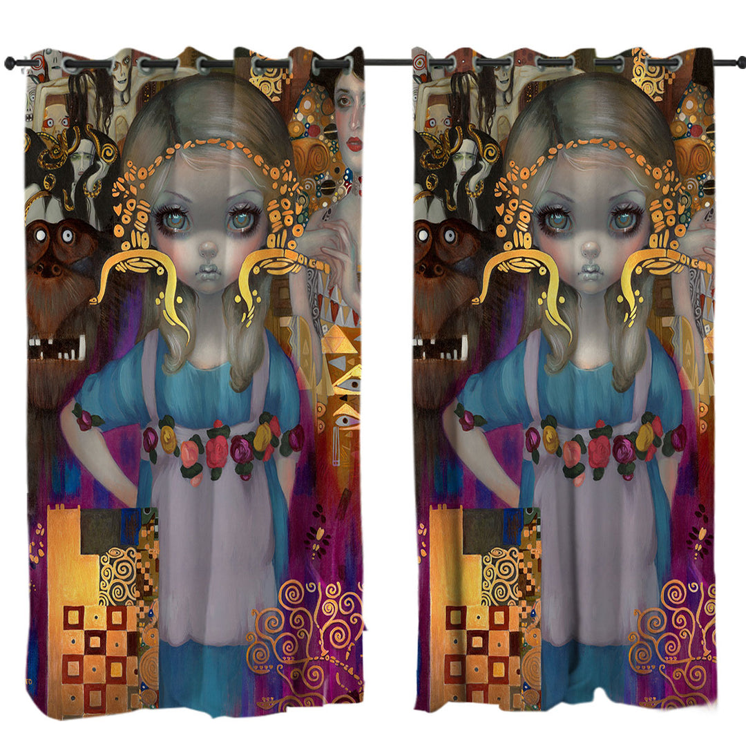 Drapes with Painted Fantasy Art Alice in a Klimt Dream