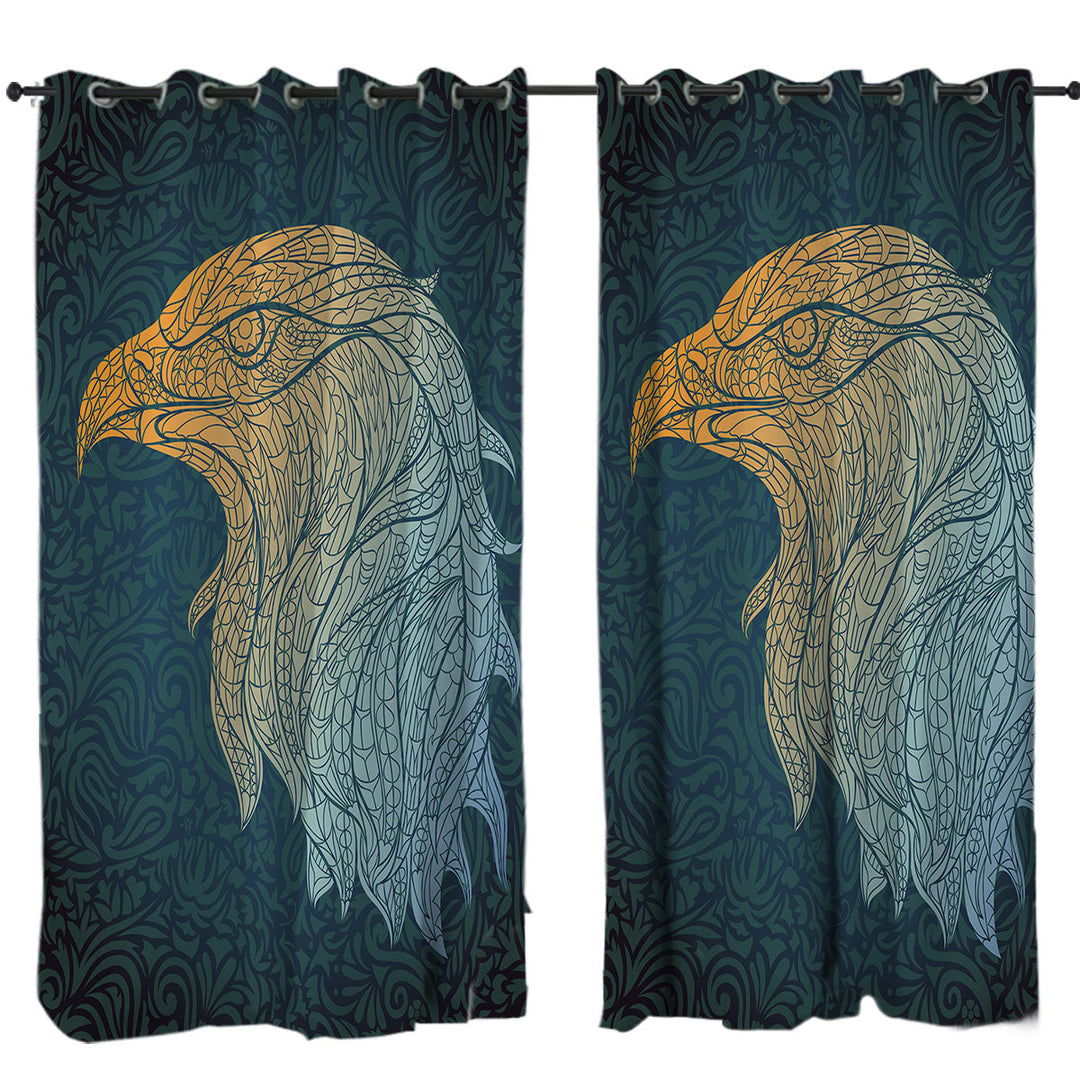 Drapes with Yellow to Blue Eagle Head