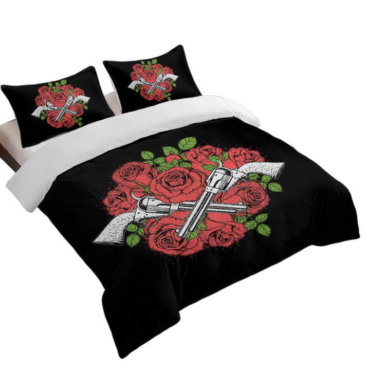 Drawing of Guns and Roses Duvet Covers King