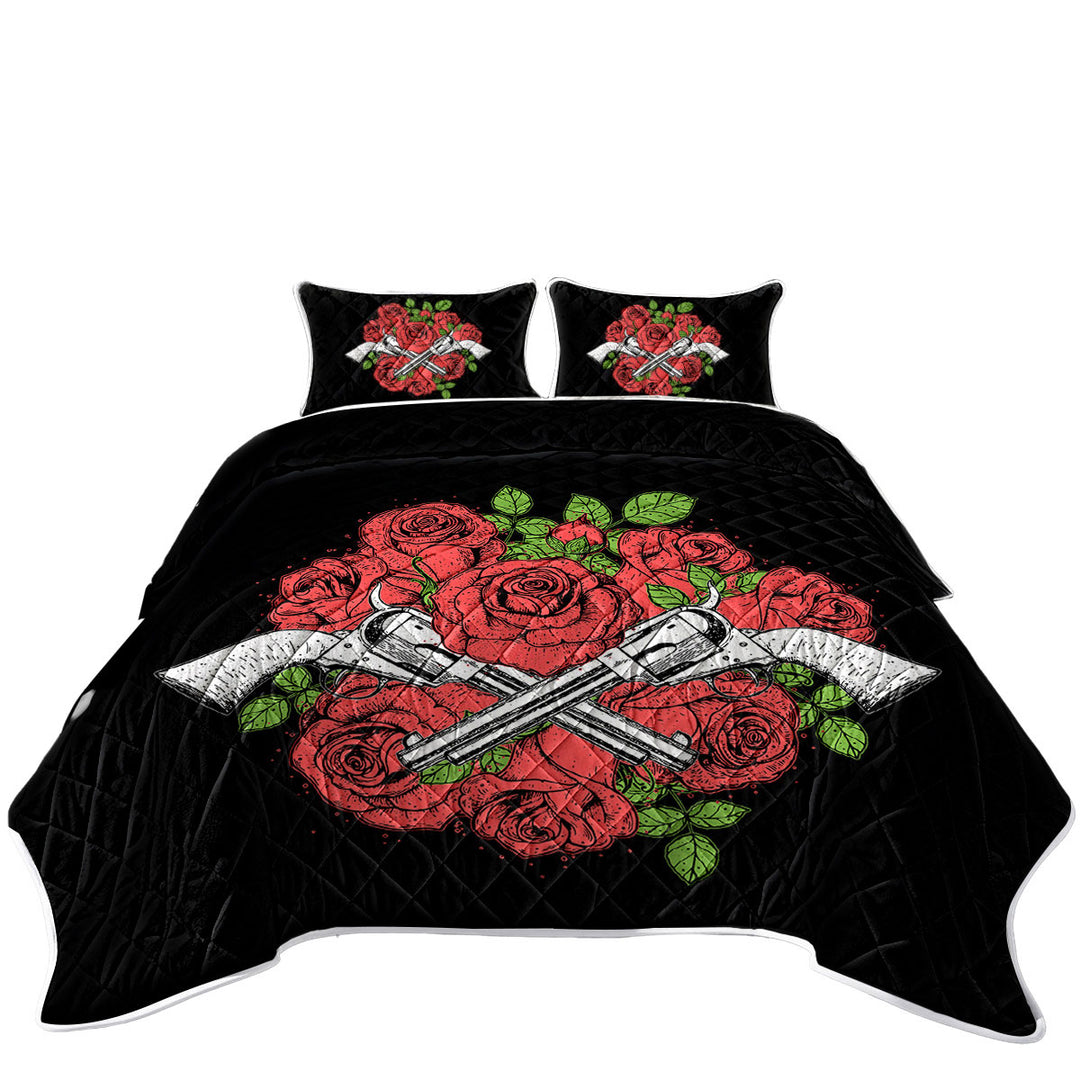 Drawing of Guns and Roses Quilt